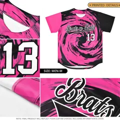Pink Black Swirl Graffiti Baseball Jersey 6