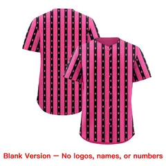 Pink Black Thick Stripes Star Pattern Baseball Jersey 7