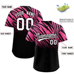 Pink Black Tiger Stripe Gradient Baseball Jersey 2
