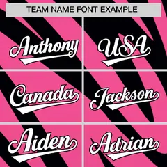 Pink Black Tiger Stripe Gradient Baseball Jersey 3