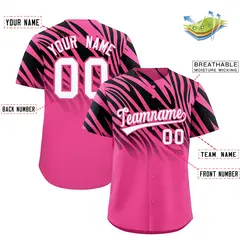 Pink Black Tiger Stripe Gradient Baseball Jersey 2