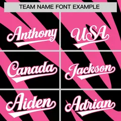 Pink Black Tiger Stripe Gradient Baseball Jersey 3