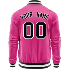 Pink Black Varsity Full-Zip Letterman Baseball Jacket 6