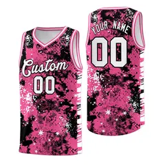 Pink Black Vice Burst Graffiti Pattern Basketball Jersey 1