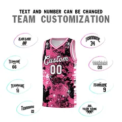 Pink Black Vice Burst Graffiti Pattern Basketball Jersey 4