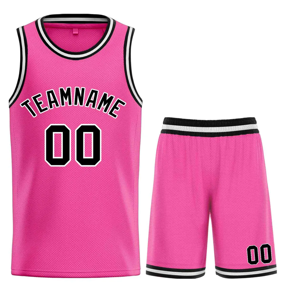 Pink Black-White Bull Classic Sets Basketball Jersey