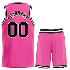 Pink Black-White Bull Classic Sets Basketball Jersey 2