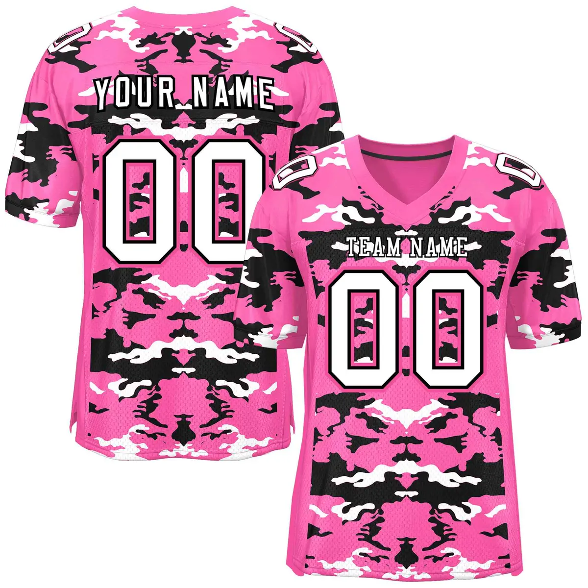 Pink Black-White Camo Authentic Football Jersey