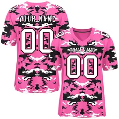 Pink Black-White Camo Authentic Football Jersey