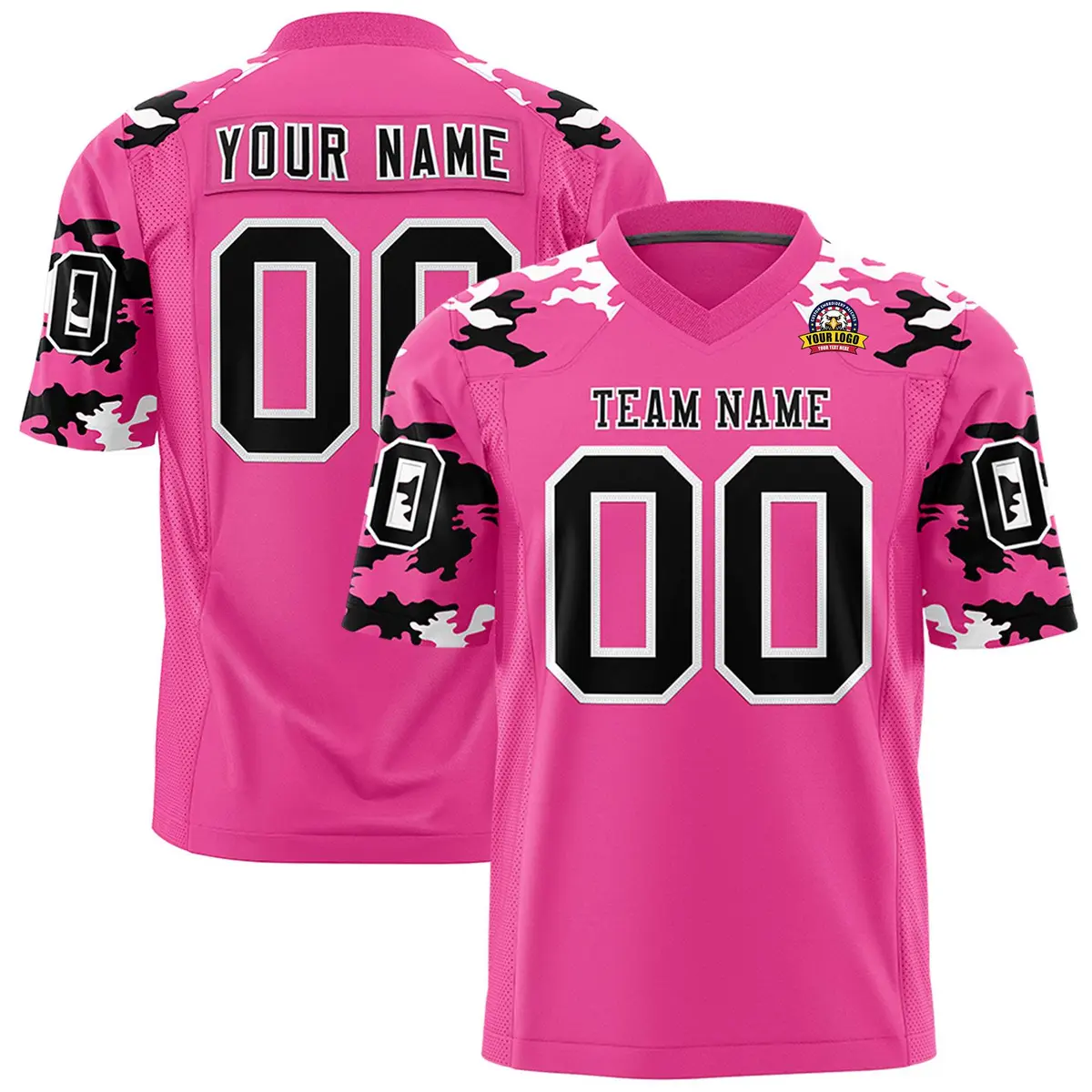 Pink Black-White Camo Authentic Football Jersey