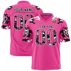 Pink Black-White Camo Authentic Football Jersey