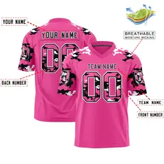 Pink Black-White Camo Authentic Football Jersey 2
