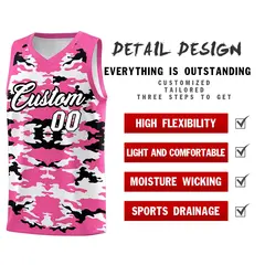 Pink Black-White Camo Basketball Jersey 2