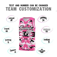 Pink Black-White Camo Basketball Jersey 4
