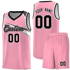 Pink Black-White Chest Color Block Basketball Uniform Jersey 1