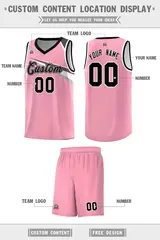 Pink Black-White Chest Color Block Basketball Uniform Jersey 2