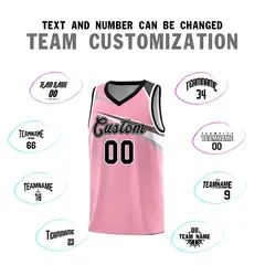 Pink Black-White Chest Color Block Basketball Uniform Jersey 4