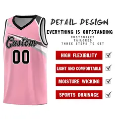 Pink Black-White Chest Color Block Basketball Uniform Jersey 5