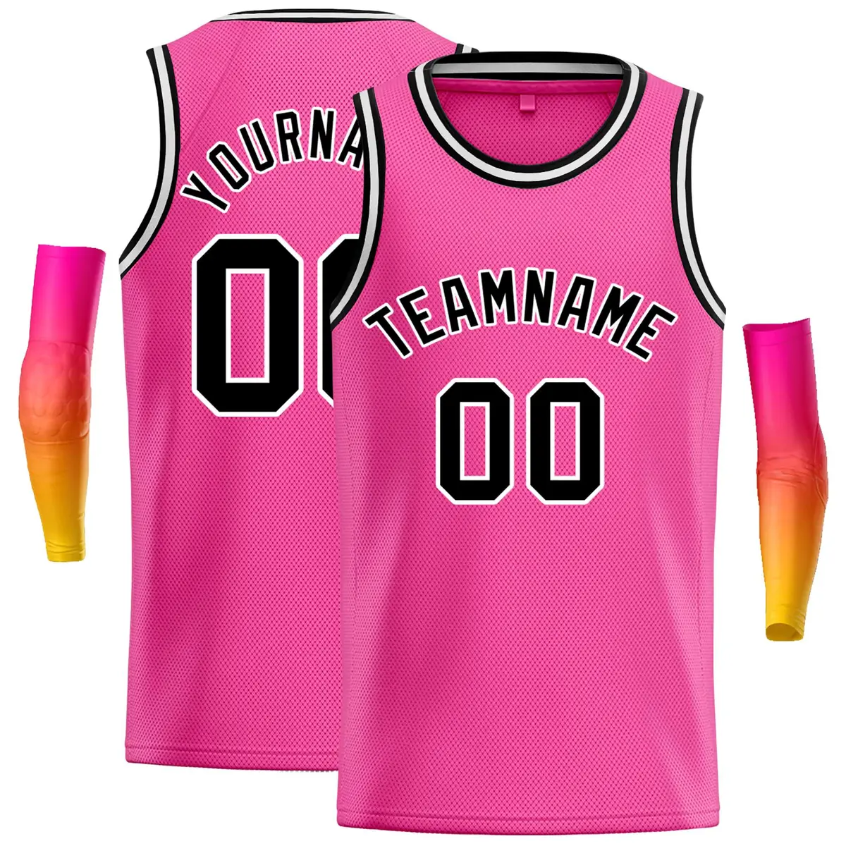 Pink Black-White Classic Casual Basketball Jersey