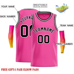 Pink Black-White Classic Casual Basketball Jersey 2