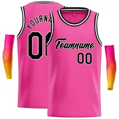 Pink Black-White Classic Casual Basketball Jersey