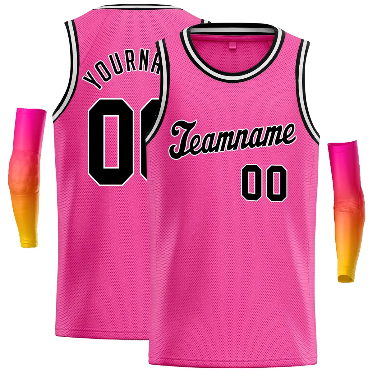 Pink Black-White Classic Casual Basketball Jersey