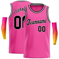 Pink Black-White Classic Casual Basketball Jersey 1