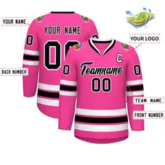 Pink Black-White Classic Style Hockey Jersey 2