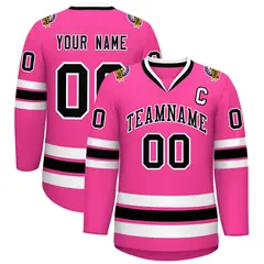 Pink Black-White Classic Style Hockey Jersey