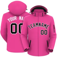 Pink Black-White Classic Style Waterproof Jacket