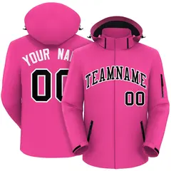 Pink Black-White Classic Style Waterproof Jacket 1