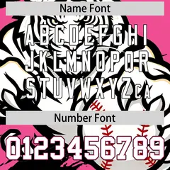 Pink Black White Full-Snap Tiger Graffiti Baseball Jersey 7