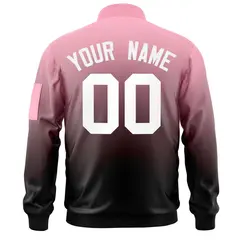 Pink Black-White Gradient Full-Zip Letterman Bomber Jacket 4