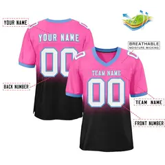 Pink Black-White Gradient Outdoor Football Jersey 2