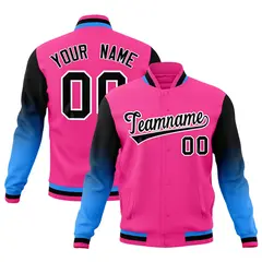 Pink Black White Gradient Raglan Varsity Letterman Jacket 1