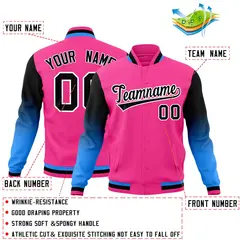 Pink Black White Gradient Raglan Varsity Letterman Jacket 2