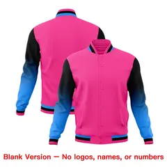 Pink Black White Gradient Raglan Varsity Letterman Jacket 7