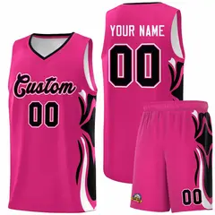 Pink Black White Graffiti Side Curve Basketball Jersey Sets 1