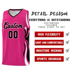 Pink Black White Graffiti Side Curve Basketball Jersey Sets 2