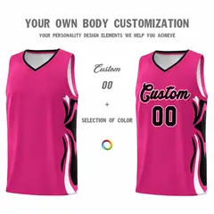 Pink Black White Graffiti Side Curve Basketball Jersey Sets 3