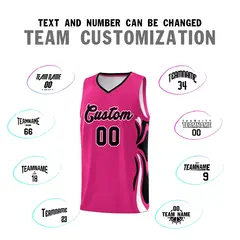 Pink Black White Graffiti Side Curve Basketball Jersey Sets 4