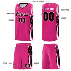 Pink Black White Graffiti Side Curve Basketball Jersey Sets 5