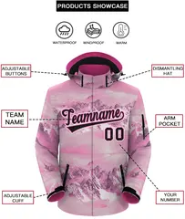Pink Black-White Graffiti Waterproof Jacket for Climbing 2