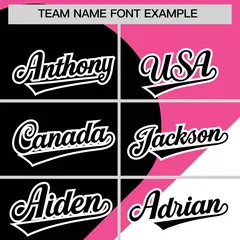 Pink Black-White Half Heart Color Block Baseball Jersey 3