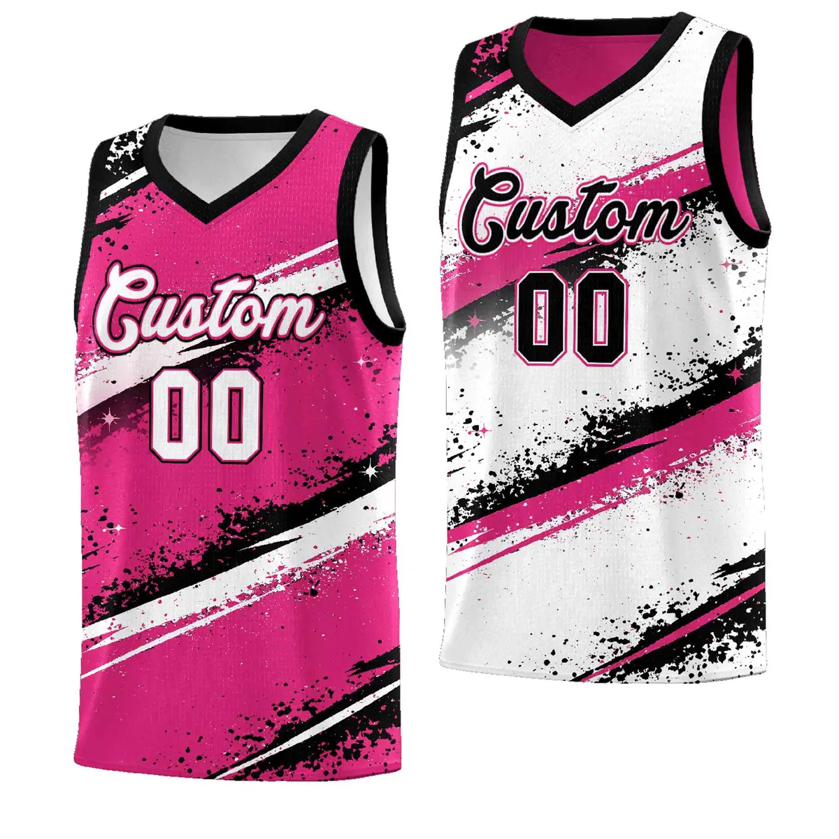 Pink Black White Reversible Basketball Jersey Stellar Strike Series
