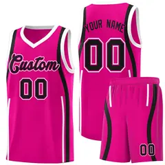 Pink Black-White Ribbon Pattern Basketball Kits