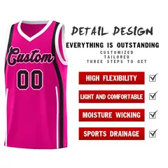 Pink Black-White Ribbon Pattern Basketball Kits 2