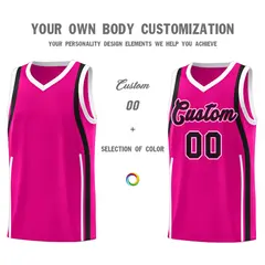 Pink Black-White Ribbon Pattern Basketball Kits 3