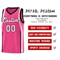 Pink Black-White Ribbon Pattern Basketball Kits 2