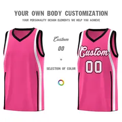 Pink Black-White Ribbon Pattern Basketball Kits 3